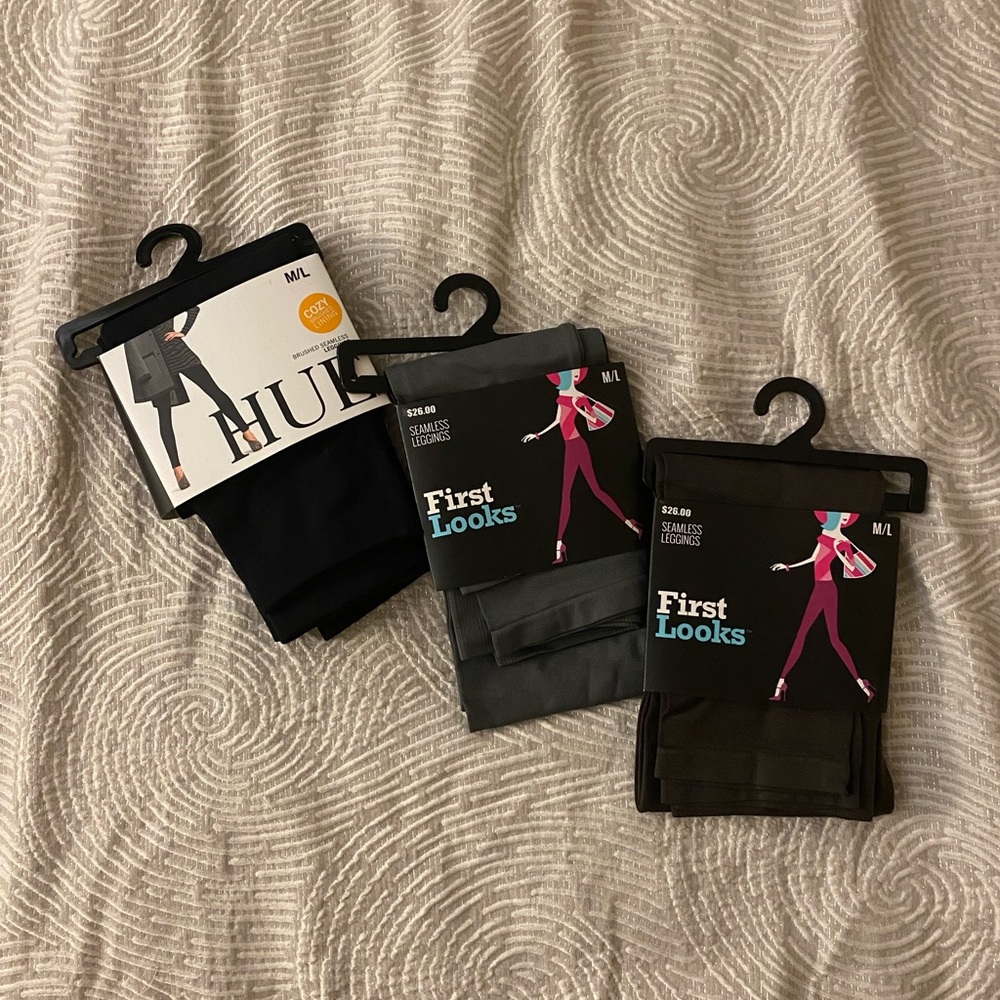 Set of 3 leggings (size M/L) black, charcoal and chocolate brown NWT